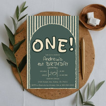 ダークグリーンのストライプ 1歳の誕生日