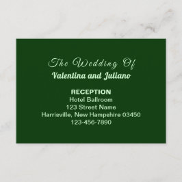ダークグリーンのタイポグラフィースタイルの結婚披露宴カード エンクロージャーカード