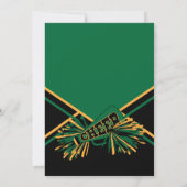 ダークグリーンのチアリーダー誕生日パーティー&金ゴールド 招待状 (裏面)