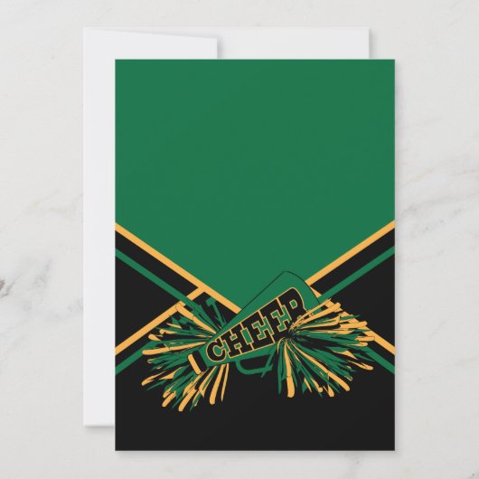 ダークグリーンのチアリーダー誕生日パーティー&金ゴールド 招待状 (裏面)