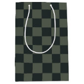 ダークグリーンのチェッカーボード ミディアムペーパーバッグ (正面)