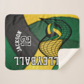 ダークグリーンのバレーボール、ブラック、金ゴールド シェルパブランケット (正面(横))