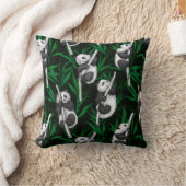 ダークグリーンのパンダのカブ クッション (ブランケット)