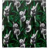 ダークグリーンのパンダのカブ シャワーカーテン (正面)