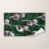 ダークグリーンのパンダのカブ バスタオルセット (ハンドタオル)
