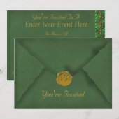 ダークグリーンのパーティー招待状 招待状 (正面/裏面)
