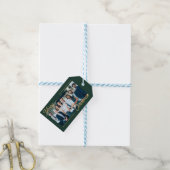 ダークグリーンのビジネスチームフォト会社のクリスマス ギフトタグ (より糸つき)