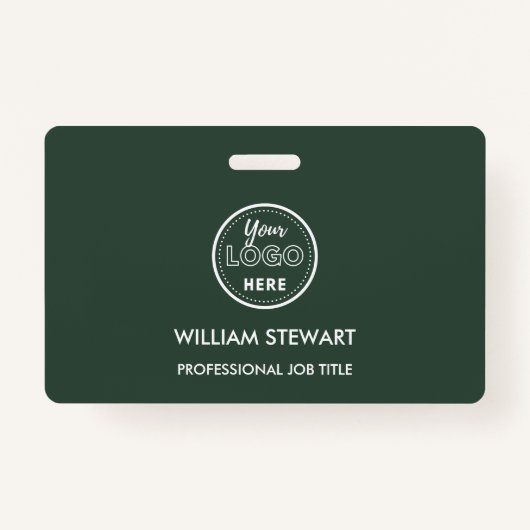 ダークグリーンのビジネスロゴ会社社員スタッフ バッジ (正面)