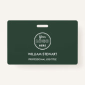 ダークグリーンのビジネスロゴ会社社員スタッフ バッジ (裏面)