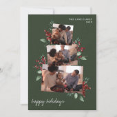 ダークグリーンのフォトコラージュとベリーと緑 シーズンカード (正面)