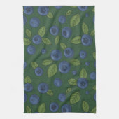 ダークグリーンのブルーベリー キッチンタオル (縦)