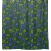 ダークグリーンのブルーベリー シャワーカーテン (正面)