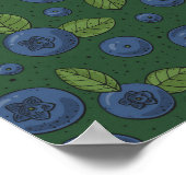 ダークグリーンのブルーベリー ポスター (角)