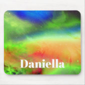 ダークグリーンのホログラフィックスカイ(名前をカスタムする) マウスパッド (正面)