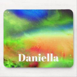 ダークグリーンのホログラフィックスカイ(名前をカスタムする) マウスパッド