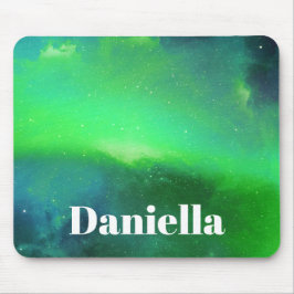 ダークグリーンのホログラフィックスカイ(名前をカスタムする) マウスパッド