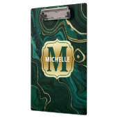 ダークグリーンのマラカイトと金箔の地層を覆う クリップボード (左)