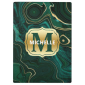 ダークグリーンのマラカイトと金箔の地層を覆う クリップボード (裏面)