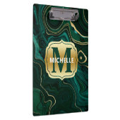 ダークグリーンのマラカイトと金箔の地層を覆う クリップボード (右)