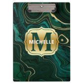 ダークグリーンのマラカイトと金箔の地層を覆う クリップボード (正面)