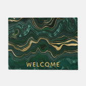 ダークグリーンのマラカイトと金箔の地層を覆う ドアマット (正面)