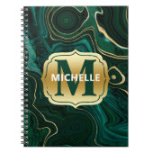 ダークグリーンのマラカイトと金箔の地層を覆う ノートブック (正面)