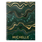 ダークグリーンのマラカイトと金箔の地層を覆う ノートブック (正面)