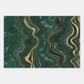 ダークグリーンのマラカイトと金箔の地層を覆う ラッピングペーパーシート (正面)