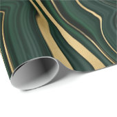 ダークグリーンのマラカイトと金箔の地層を覆う ラッピングペーパー (ロールコーナー)