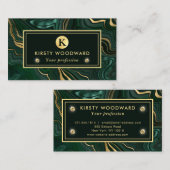 ダークグリーンのマラカイトと金箔の地層を覆う 名刺 (正面/裏面)
