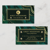 ダークグリーンのマラカイトと金箔の地層を覆う 名刺 (正面/裏面)