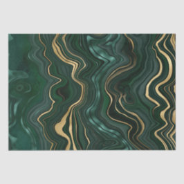 ダークグリーンのマラカイトと金箔の地層を覆う 薄葉紙