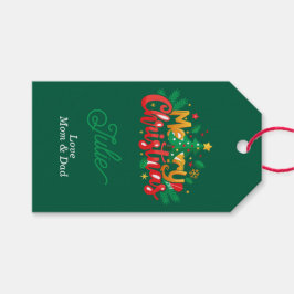 ダークグリーンのメリークリスマスギフトタグ ギフトタグ