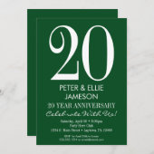 ダークグリーンのモダンでシンプルな記念日招待状 招待状 (正面/裏面)