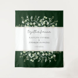 ダークグリーンのユーカリの結婚式と永遠に一緒に  タペストリー