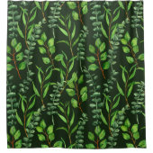 ダークグリーンのユーカリ シャワーカーテン (正面)