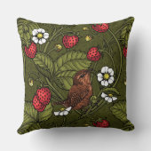 ダークグリーンのレンツとイチゴ クッション (裏面)