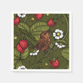 ダークグリーンのレンツとイチゴ スタンダードカクテルナプキン (正面)