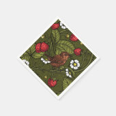 ダークグリーンのレンツとイチゴ スタンダードカクテルナプキン (角)