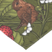 ダークグリーンのレンツとイチゴ テーブルクロス (アングル)