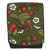 ダークグリーンのレンツとイチゴ バックパック (正面)