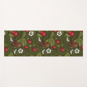 ダークグリーンのレンツとイチゴ ヨガマット (正面(横))