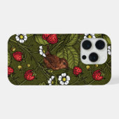 ダークグリーンのレンツとイチゴ iPhoneケース (裏面横)