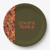 ダークグリーンの家族がハッピーズを集め感謝してい与える ペーパープレート (正面)