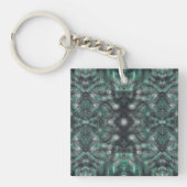 ダークグリーンの抽象的な水彩画アート キーホルダー (正面)