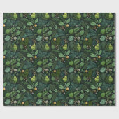 ダークグリーンの木々によるクリスマスラッピング紙 ラッピングペーパー (フラット)