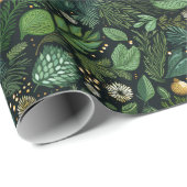 ダークグリーンの木々によるクリスマスラッピング紙 ラッピングペーパー (ロールコーナー)