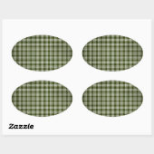 ダークグリーンの格子縞 楕円形シール (シート)
