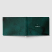 ダークグリーンの水彩モノグラム - オーダーメイド ゲストブック (全面)
