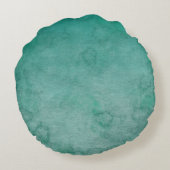 ダークグリーンの水彩画パーソナライズモノグラムスロー ラウンドクッション (裏面)